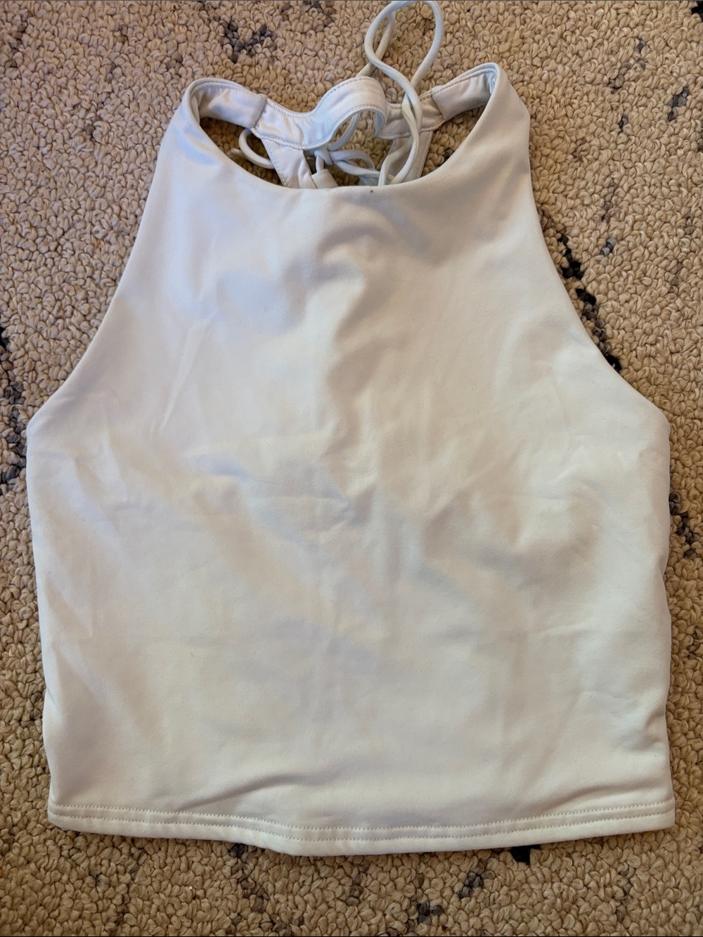 ALO Yoga/ White /mint Lace-Up Back Crop Tank med - Picture 2 of 3